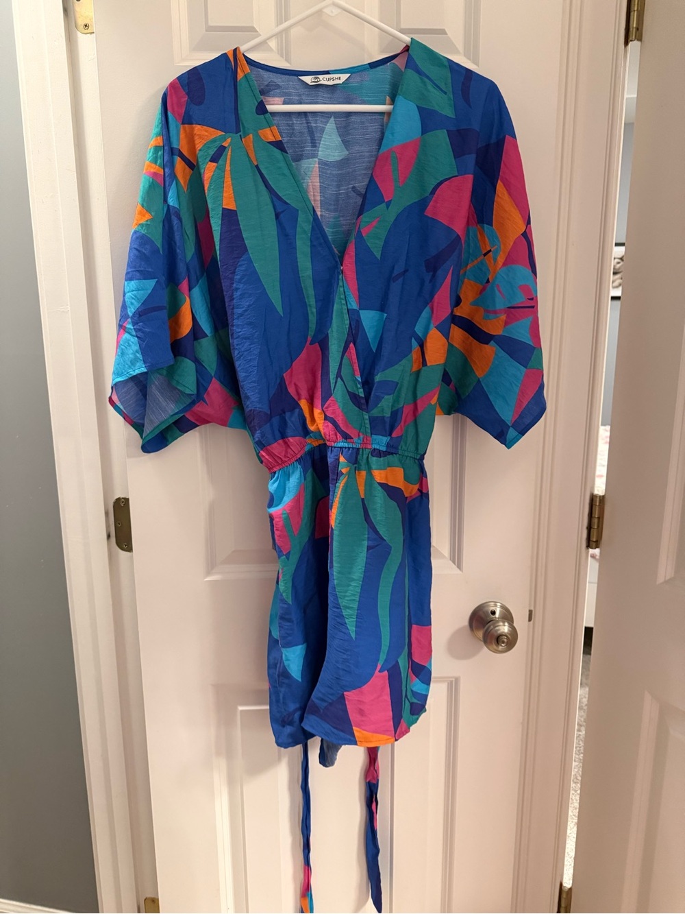 Cupshe Blue Multicolor Tropical Print Women’s Romper